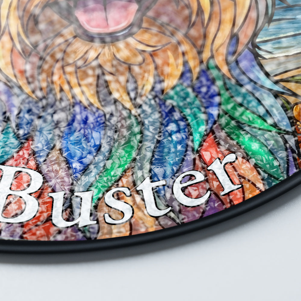 Personalized Tropical Pet Portrait Stained Glass Ornament