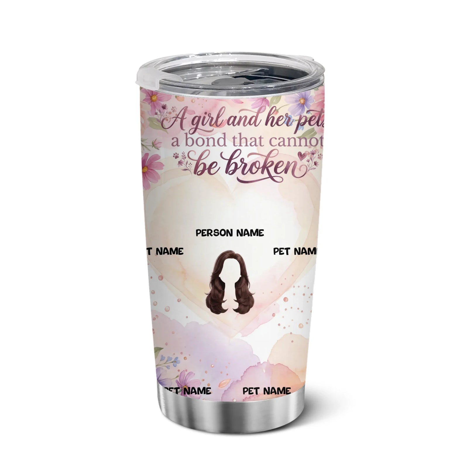 Personalized Girl and Pets 20 oz Tumbler
