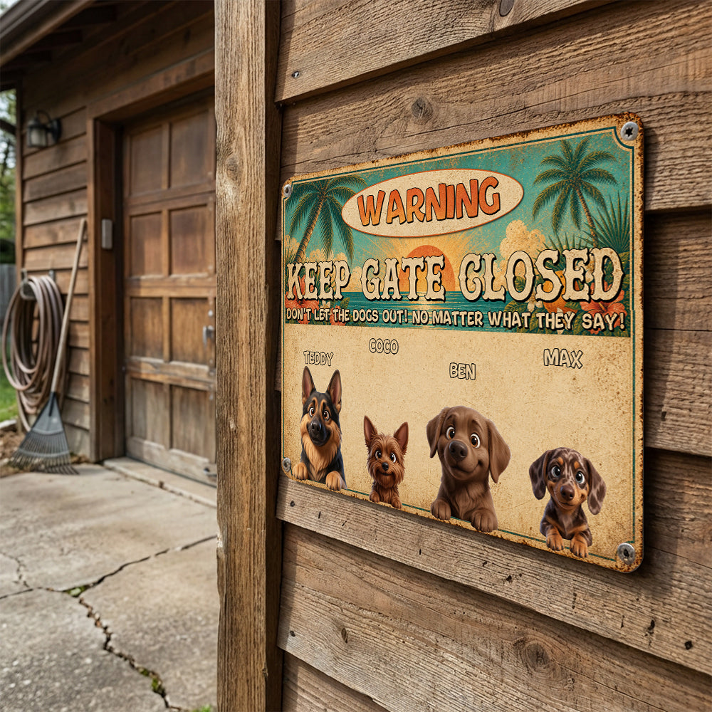 Personalized Don't Let The Dogs Out Metal Sign