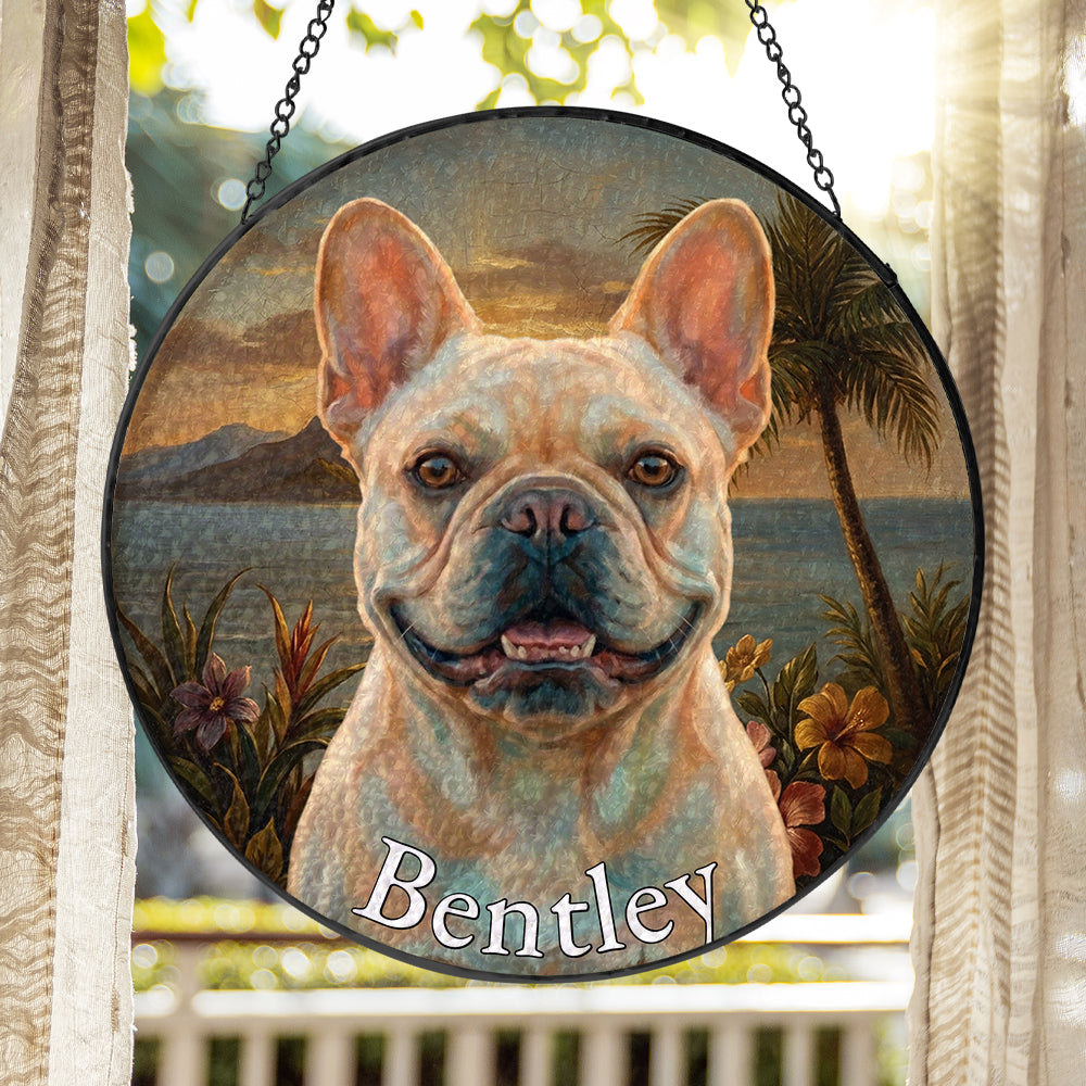 Personalized French Bulldog Stained Glass Ornament