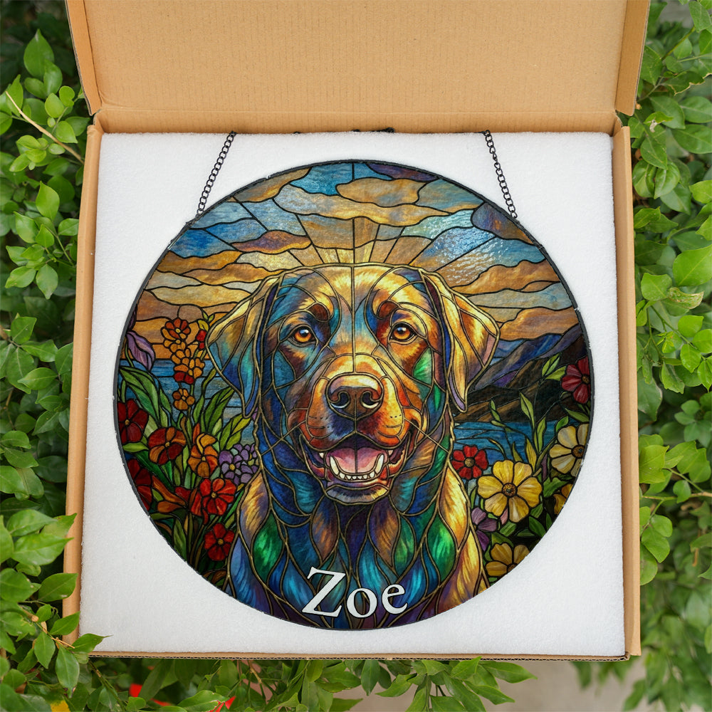 Personalized Dog Portrait Stained Glass Ornament