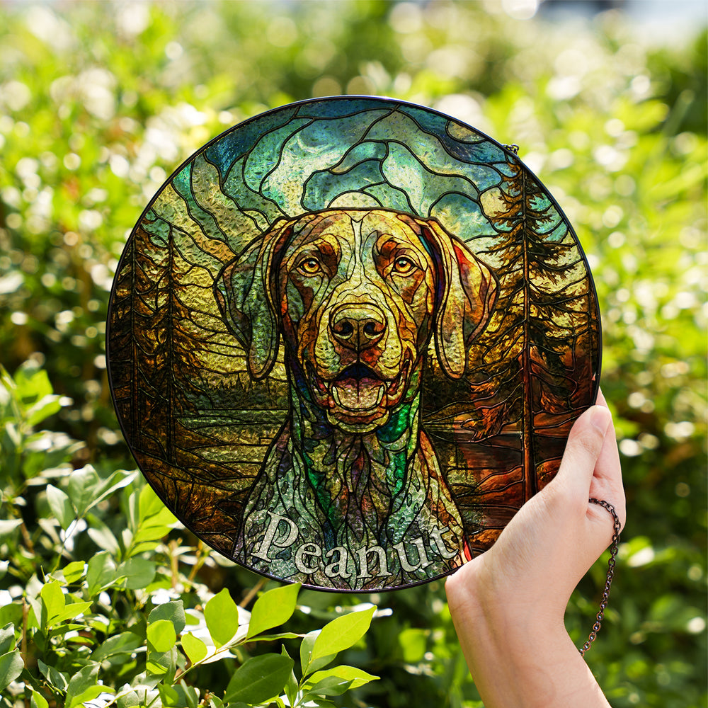 Personalized Dog Portrait Stained Glass Ornament