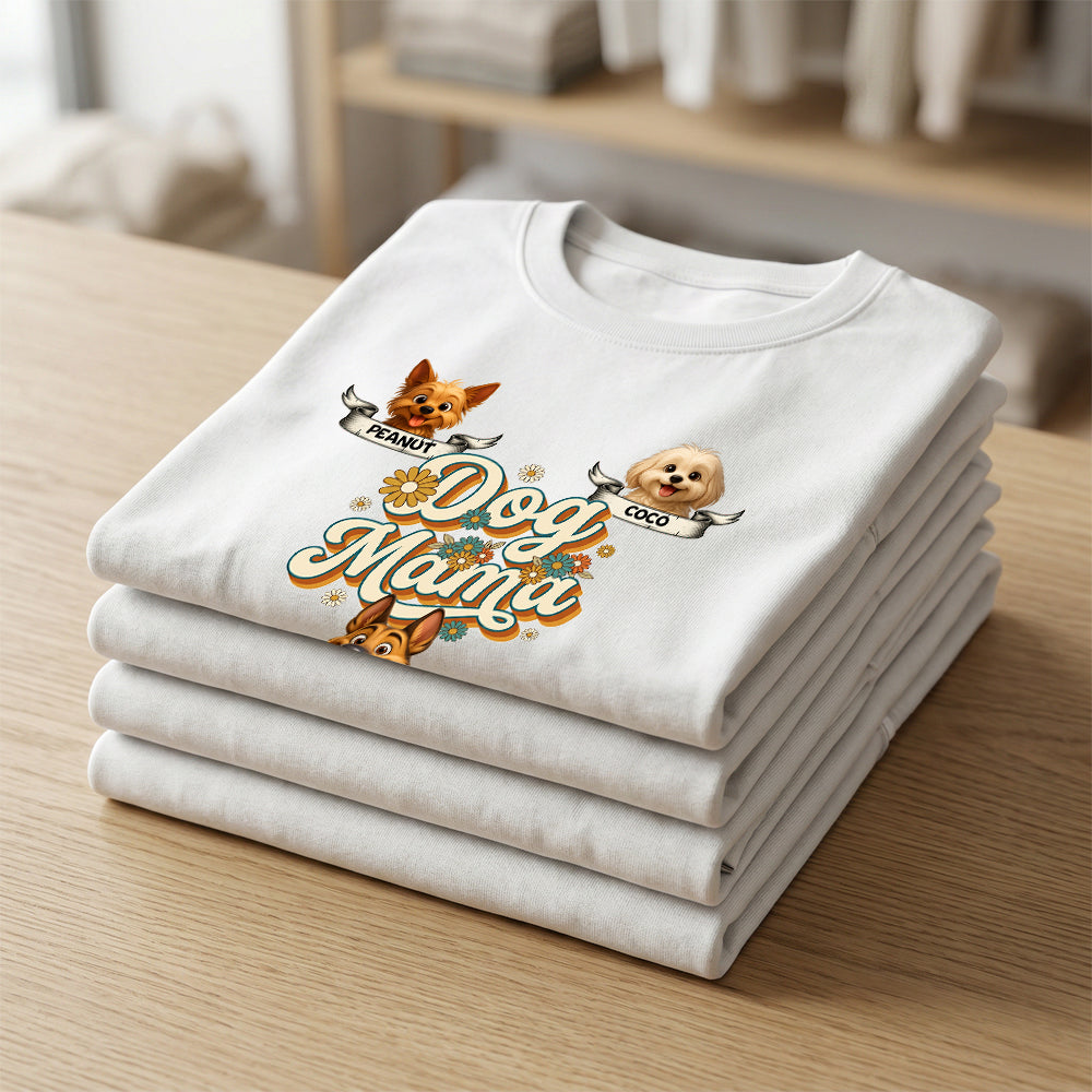 Personalized Dog Mama Pet Portraits T-shirt