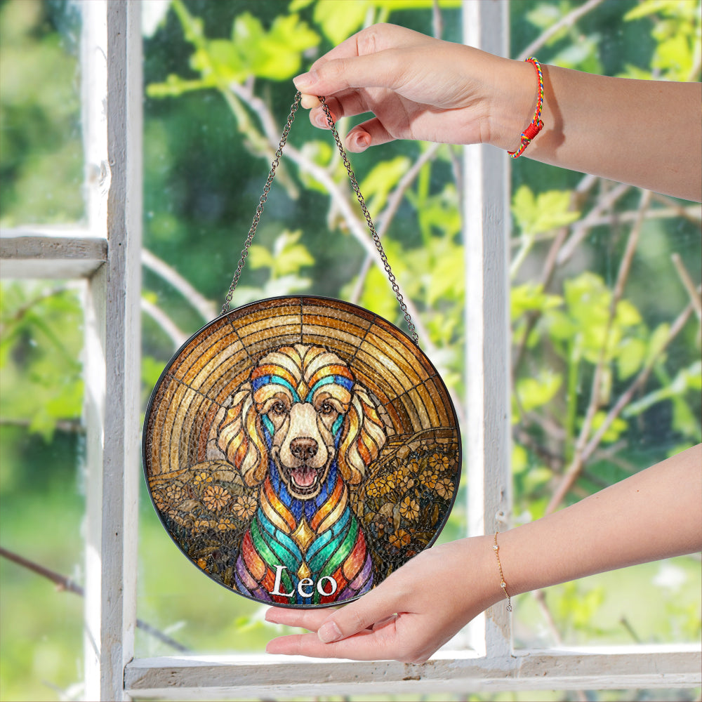 Personalized Dog Portrait Stained Glass Ornament