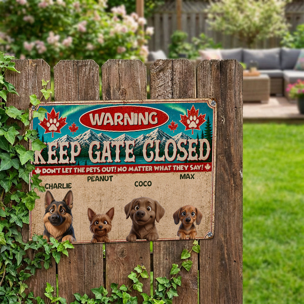 Personalized Don't Let The Pets Out Metal Sign