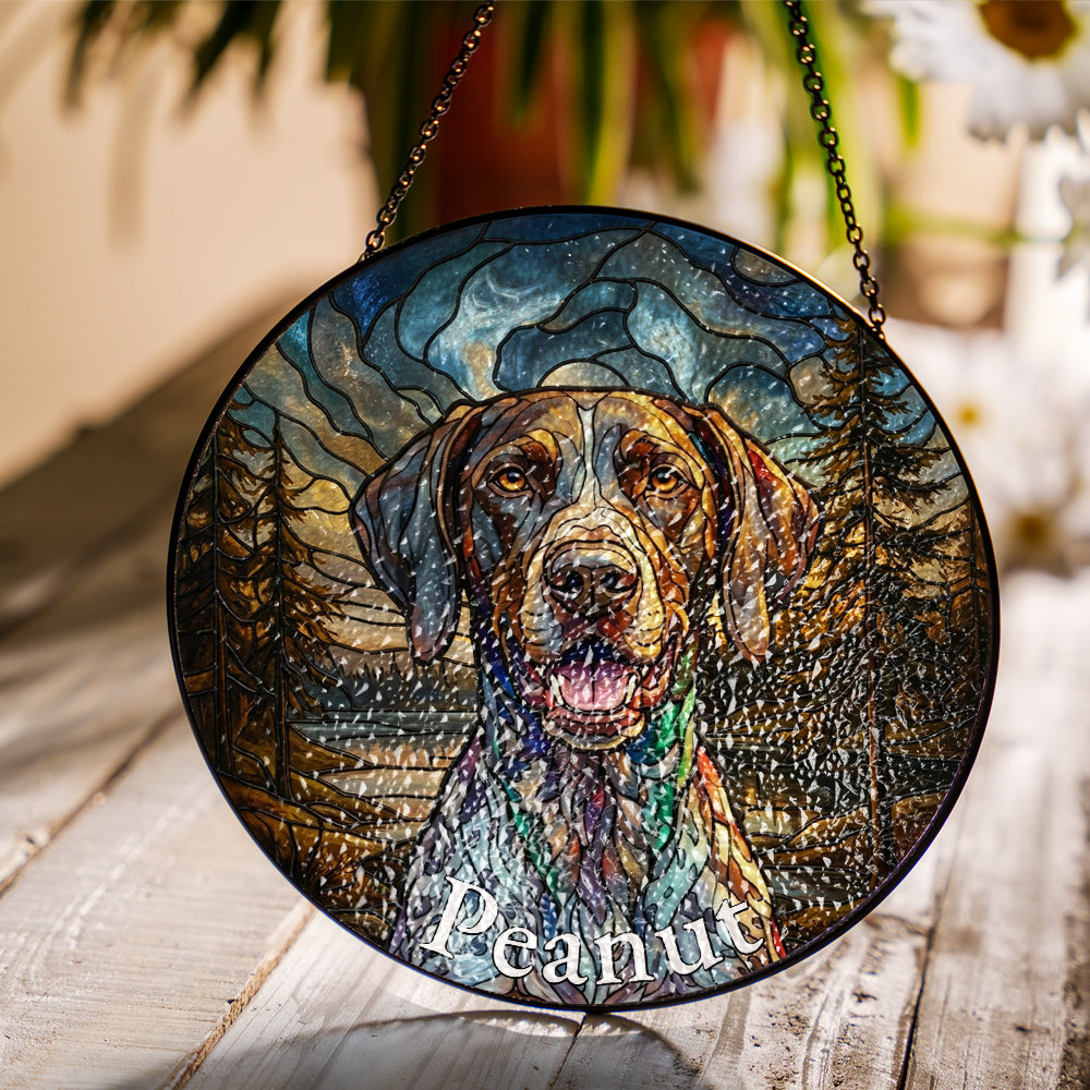 Personalized Dog Portrait Stained Glass Ornament