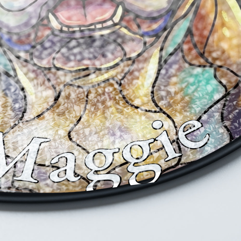 Personalized Bulldog And Sunflower Stained Glass Ornament