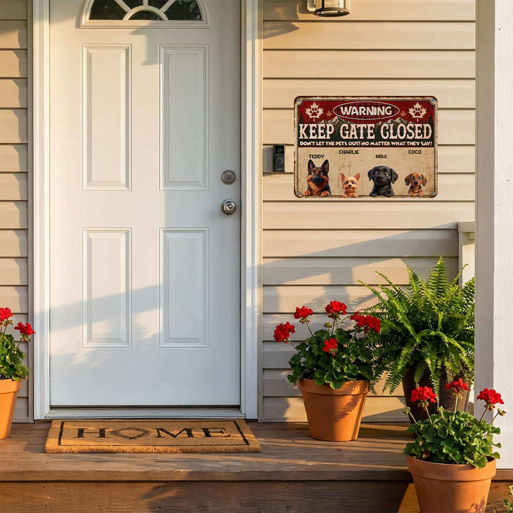 Personalized Don't Let The Pets Out Metal Sign