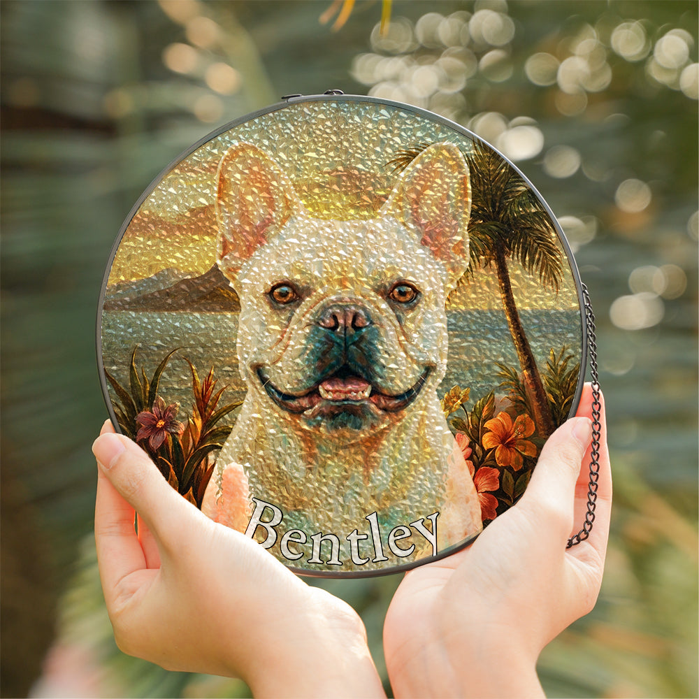 Personalized French Bulldog Stained Glass Ornament
