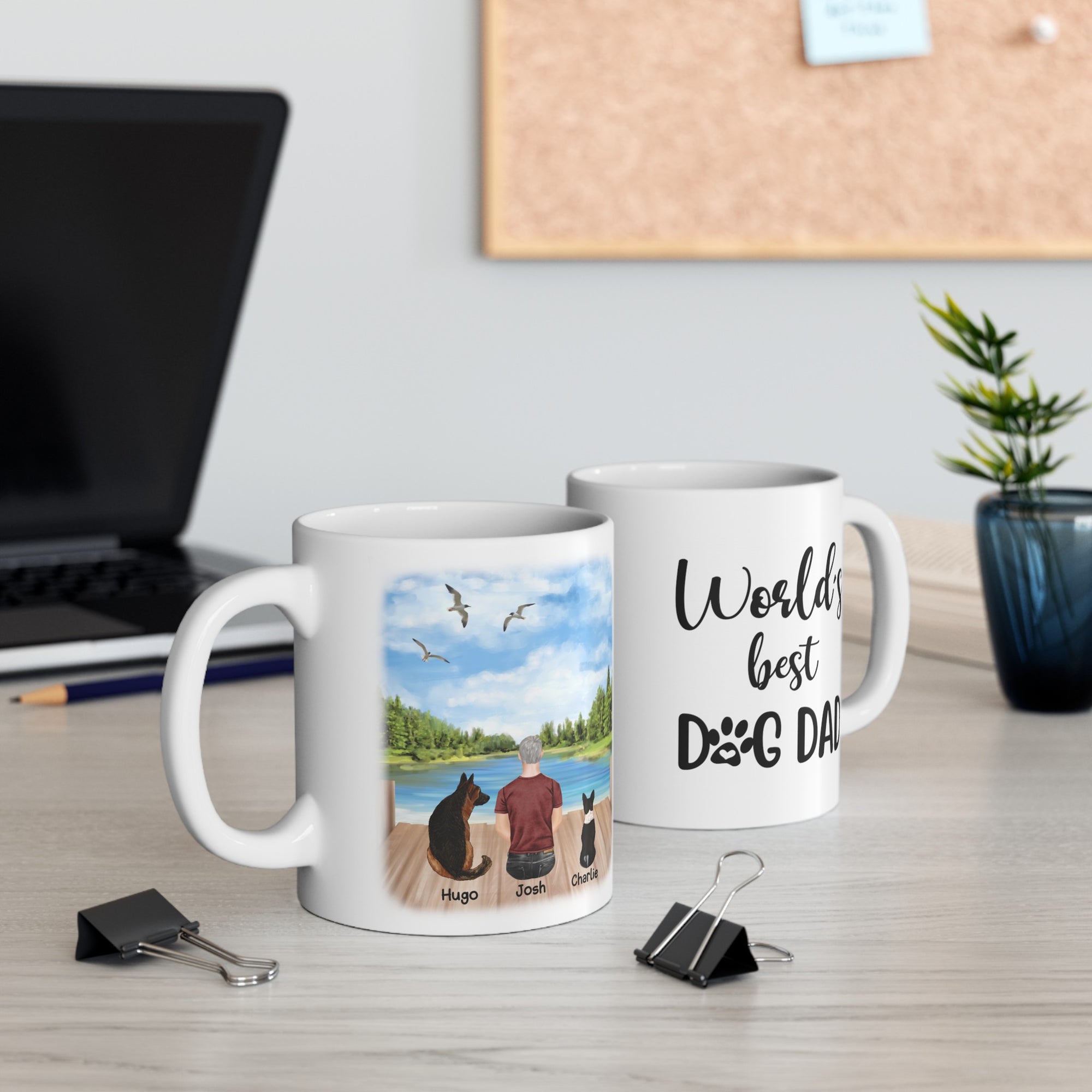 Dog Dad Mug - Best Friends Mug - Personalized Dog Dad Up To 4 Dogs