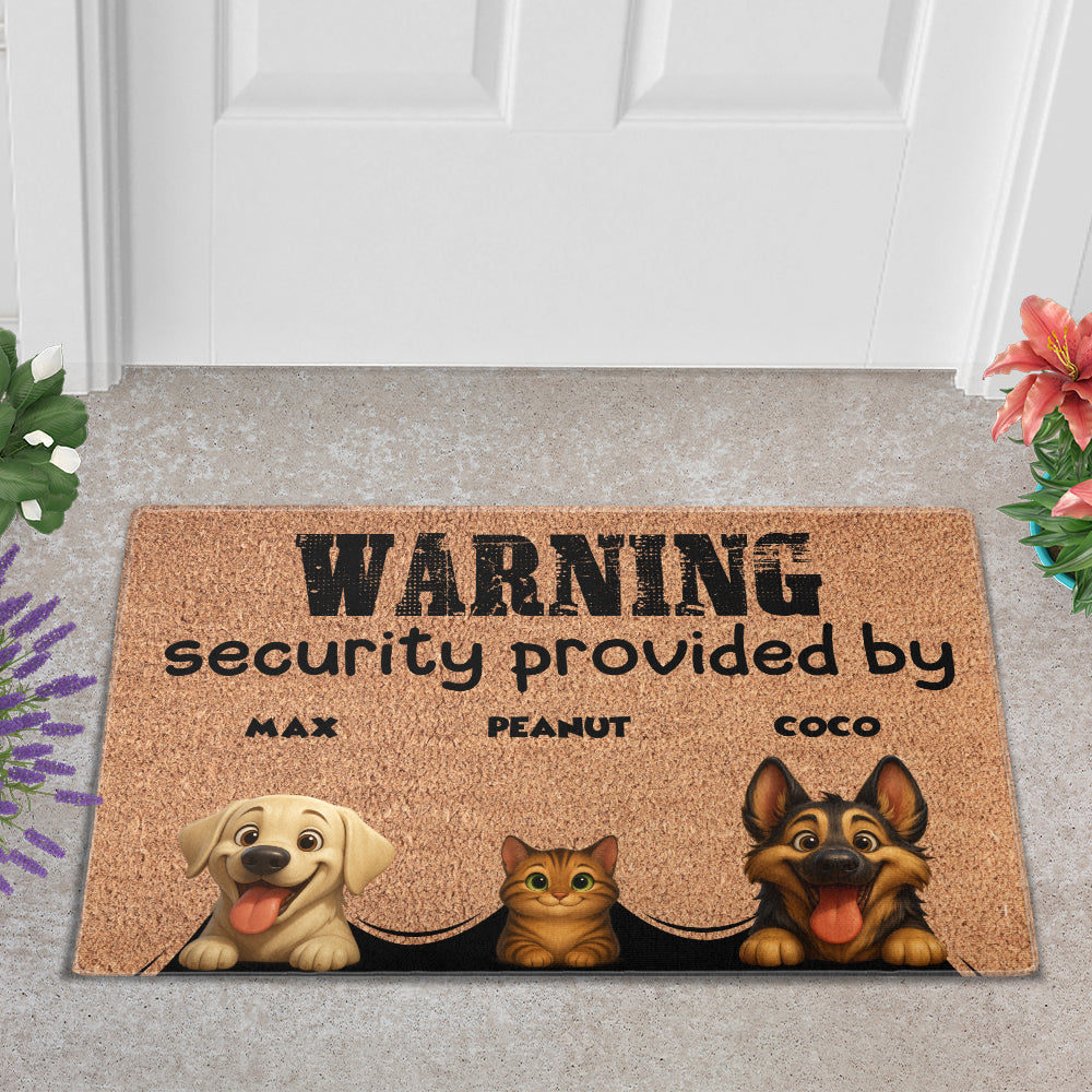 Personalized Pets Doormat - Up to 6 Pets - Decorative Mat - Custom Doormat Warning