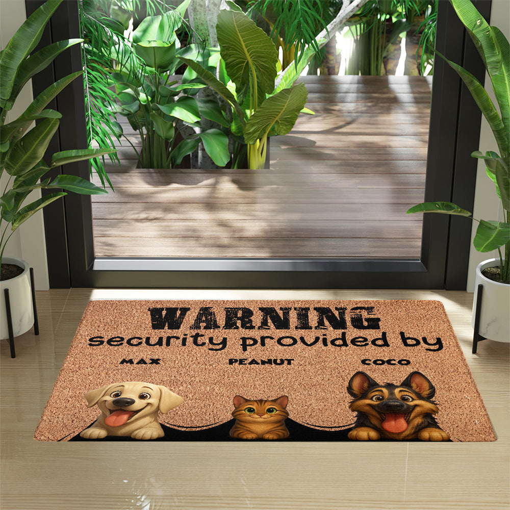 Personalized Pets Doormat - Up to 6 Pets - Decorative Mat - Custom Doormat Warning