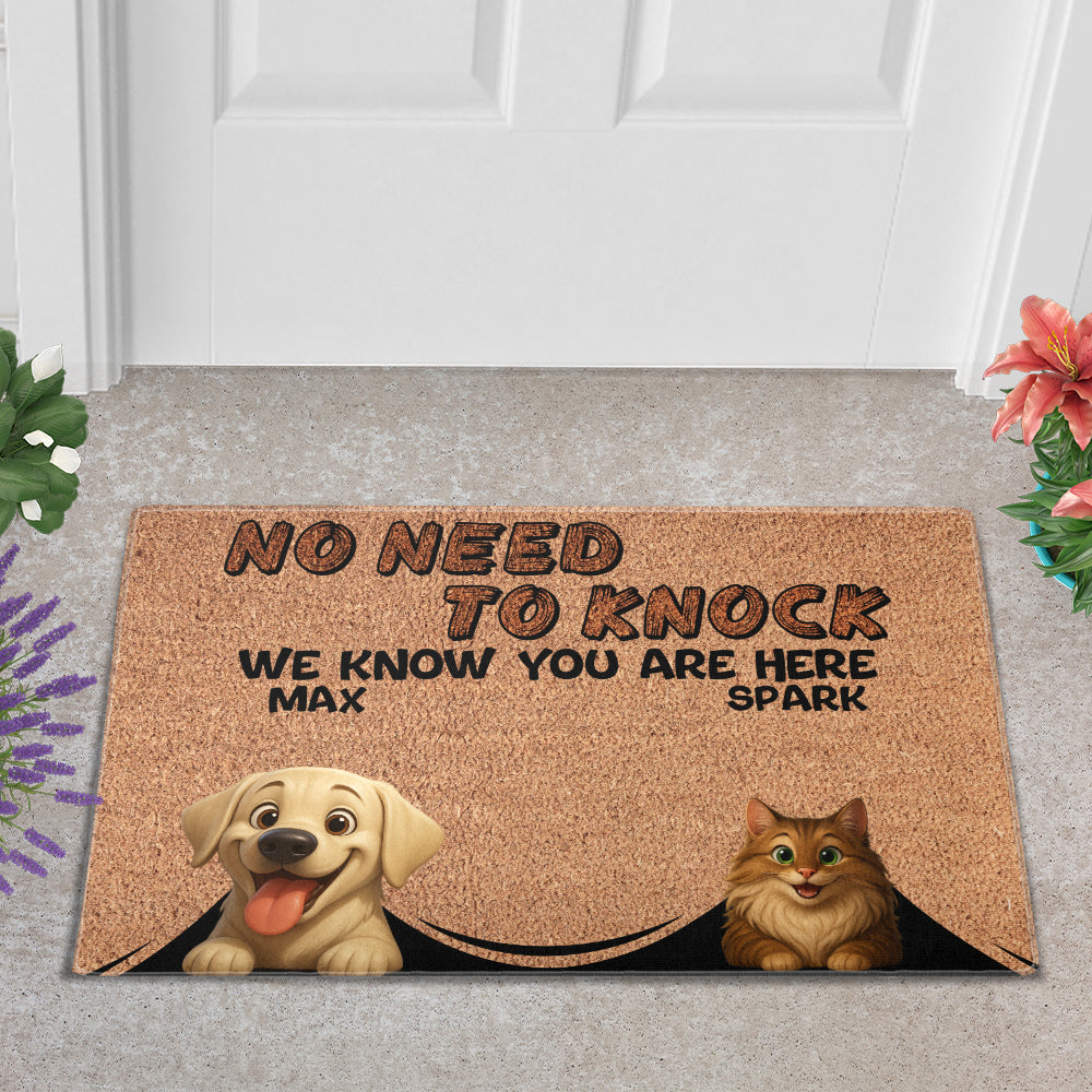 Personalized No Need To Knock Doormat - Up to 6 Pets - Decorative Mat - Custom Doormat V2