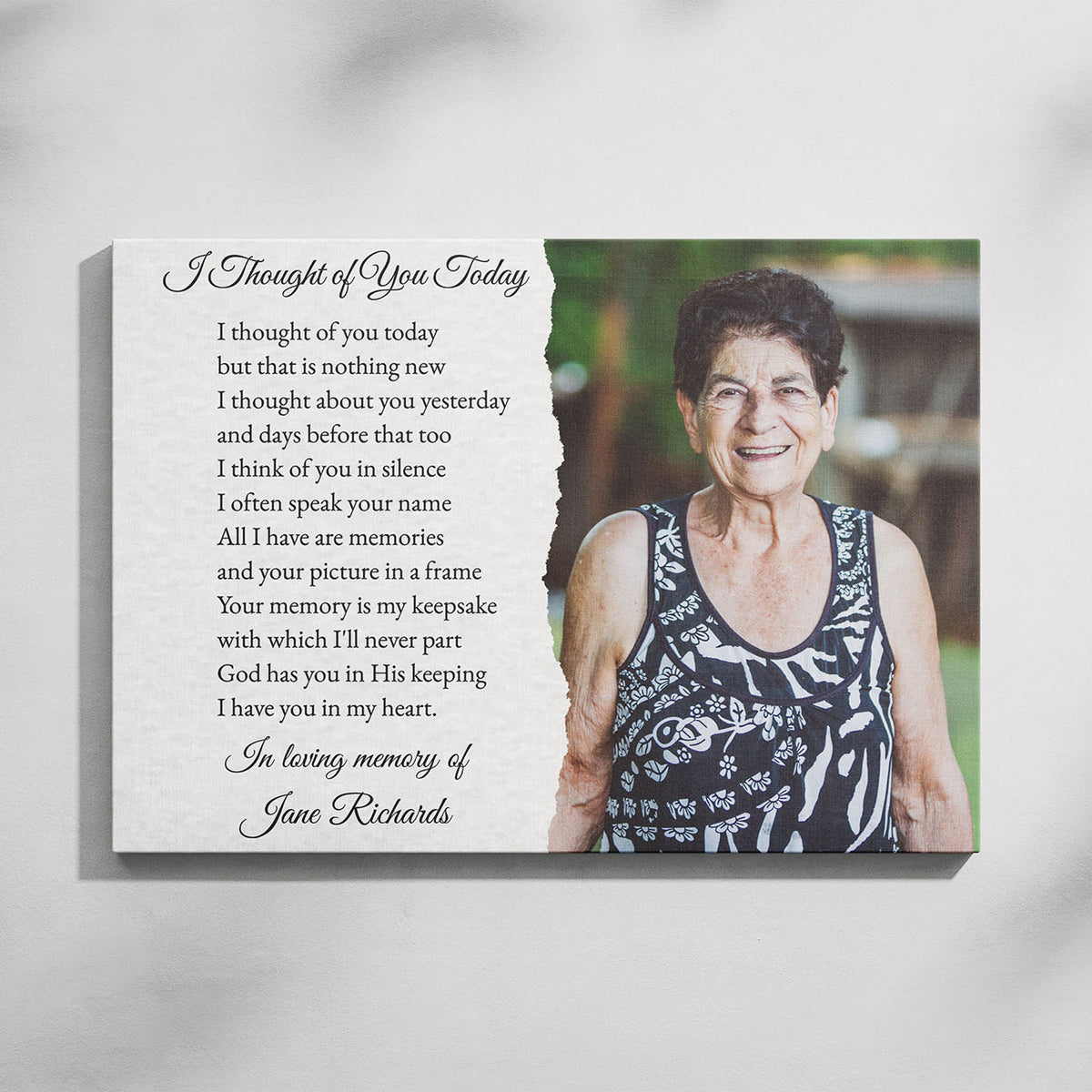 I Thought of You Today Memorial Canvas – Personalized Photo Frame, Bereavement Gift, Sympathy Wall Art for Loss of Loved One