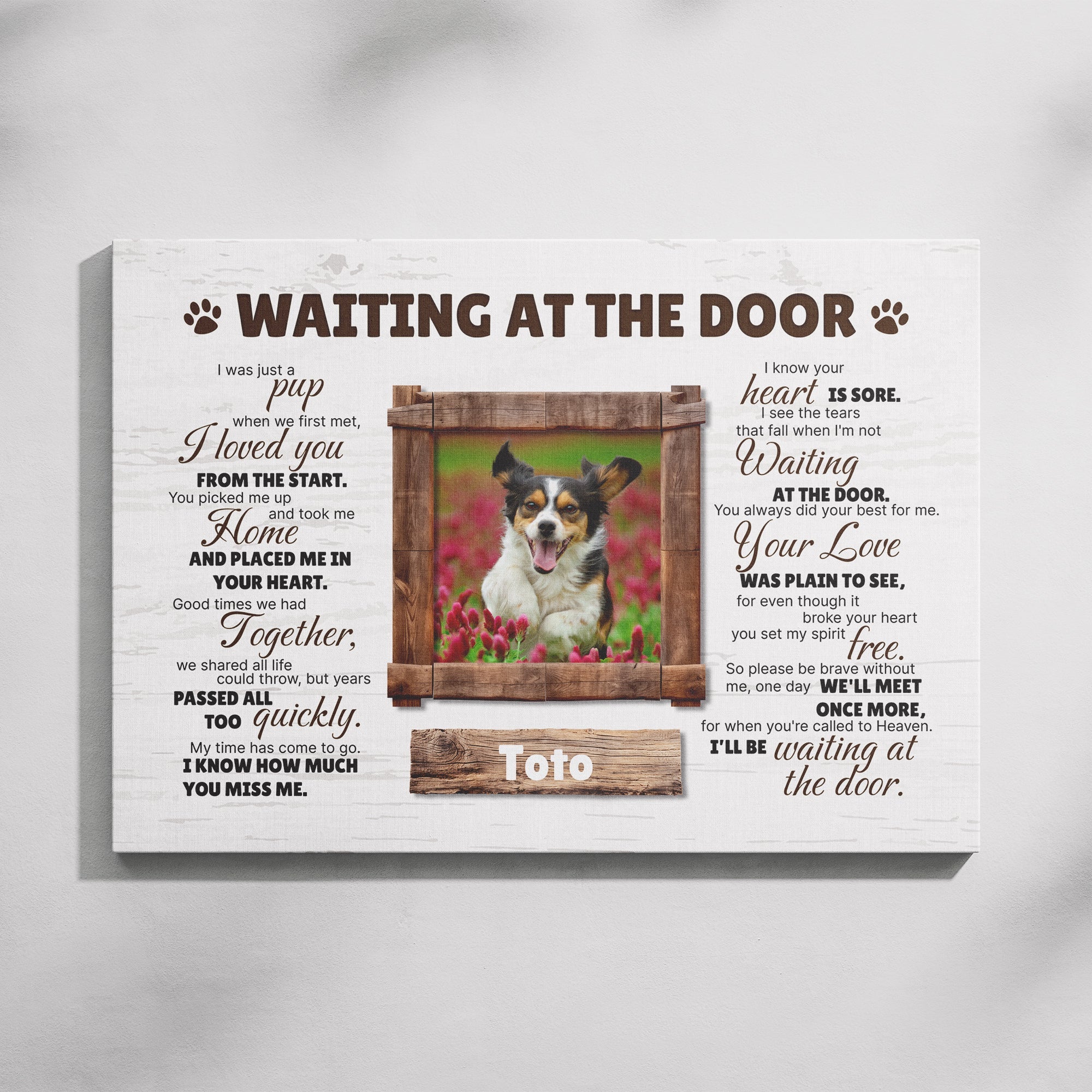 Waiting at the Door Pet Memorial Canvas – Personalized Dog or Cat Photo Frame, Loss of Pet Gift, Sympathy Wall Art