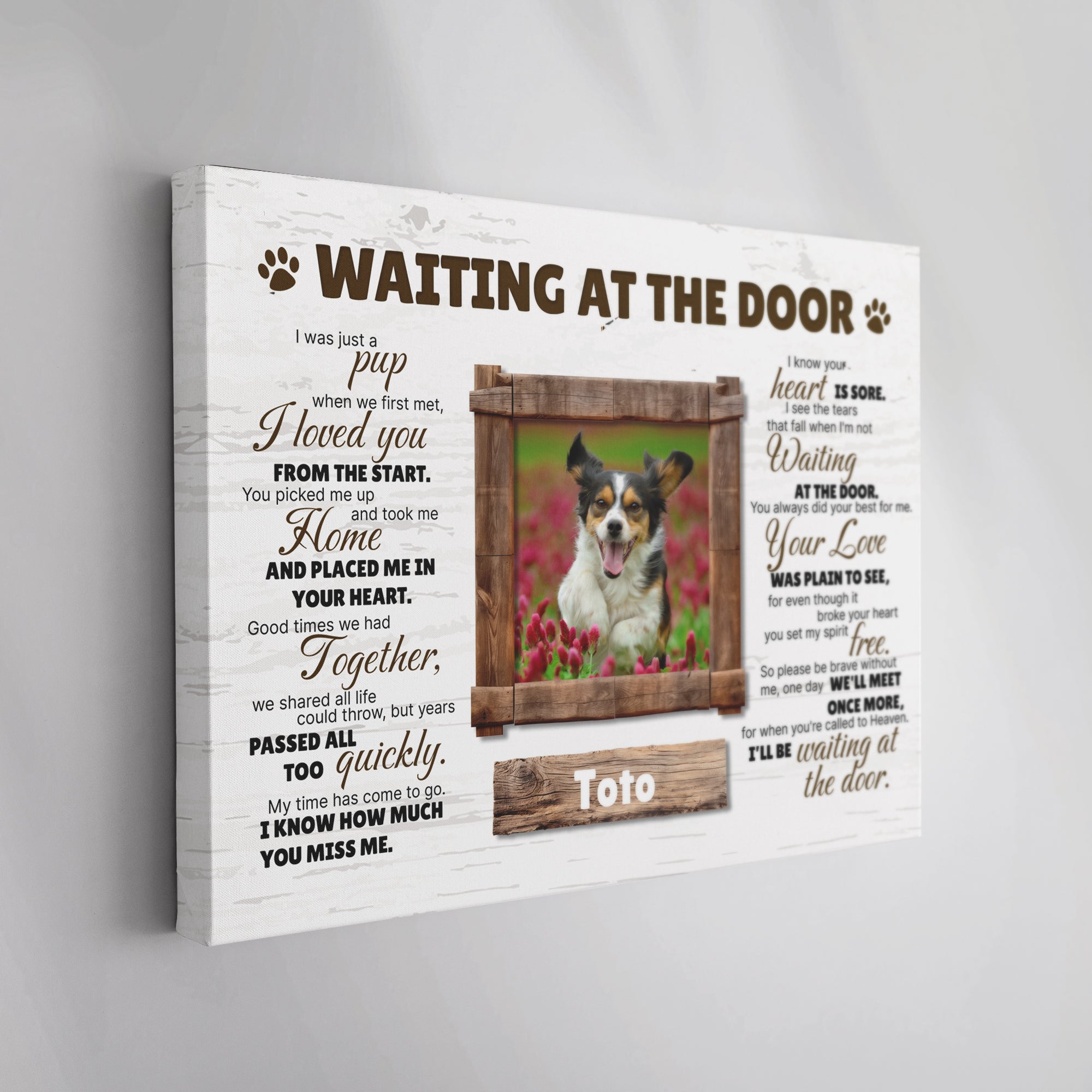 Waiting at the Door Pet Memorial Canvas – Personalized Dog or Cat Photo Frame, Loss of Pet Gift, Sympathy Wall Art