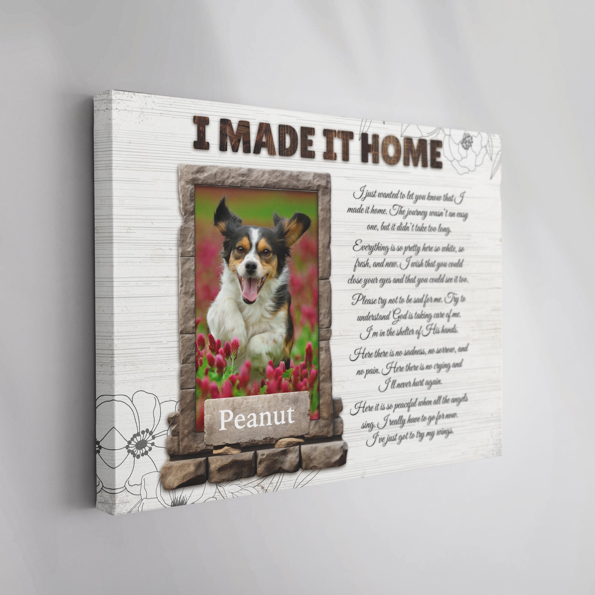 I Made It Home Memorial Canvas – Personalized Photo Frame, Sympathy Gift, Bereavement Wall Art for Loss of Pet