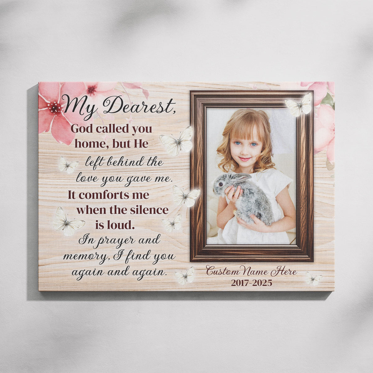 Personalized Memorial Canvas – In Loving Memory Photo Gift with Name &amp; Date