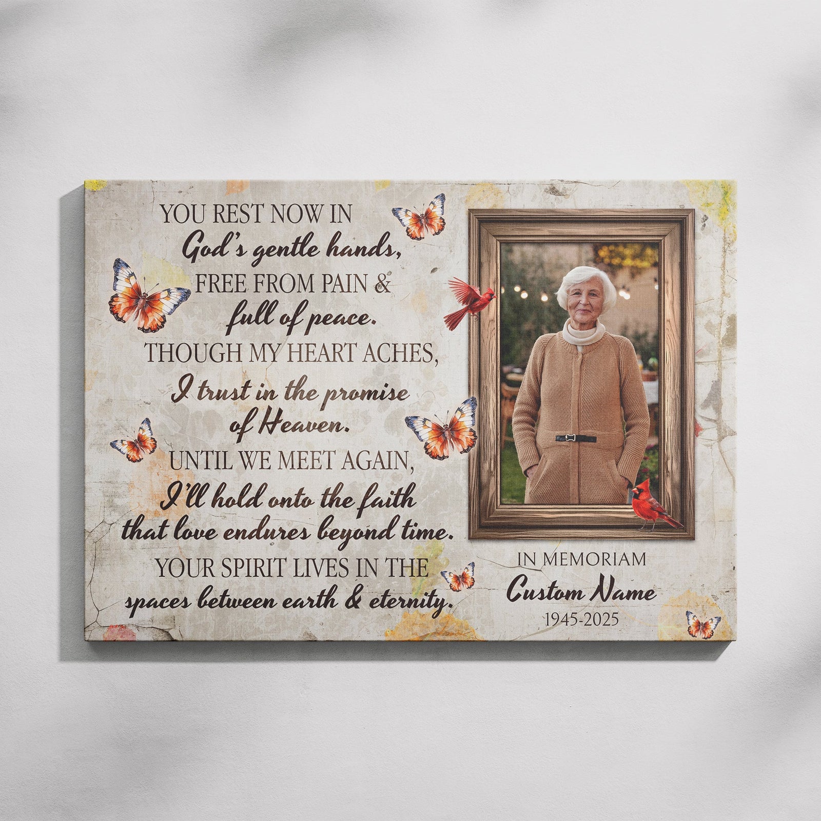 Personalized Memorial Canvas – ‘Promise of Heaven’ Tribute with Photo & Name