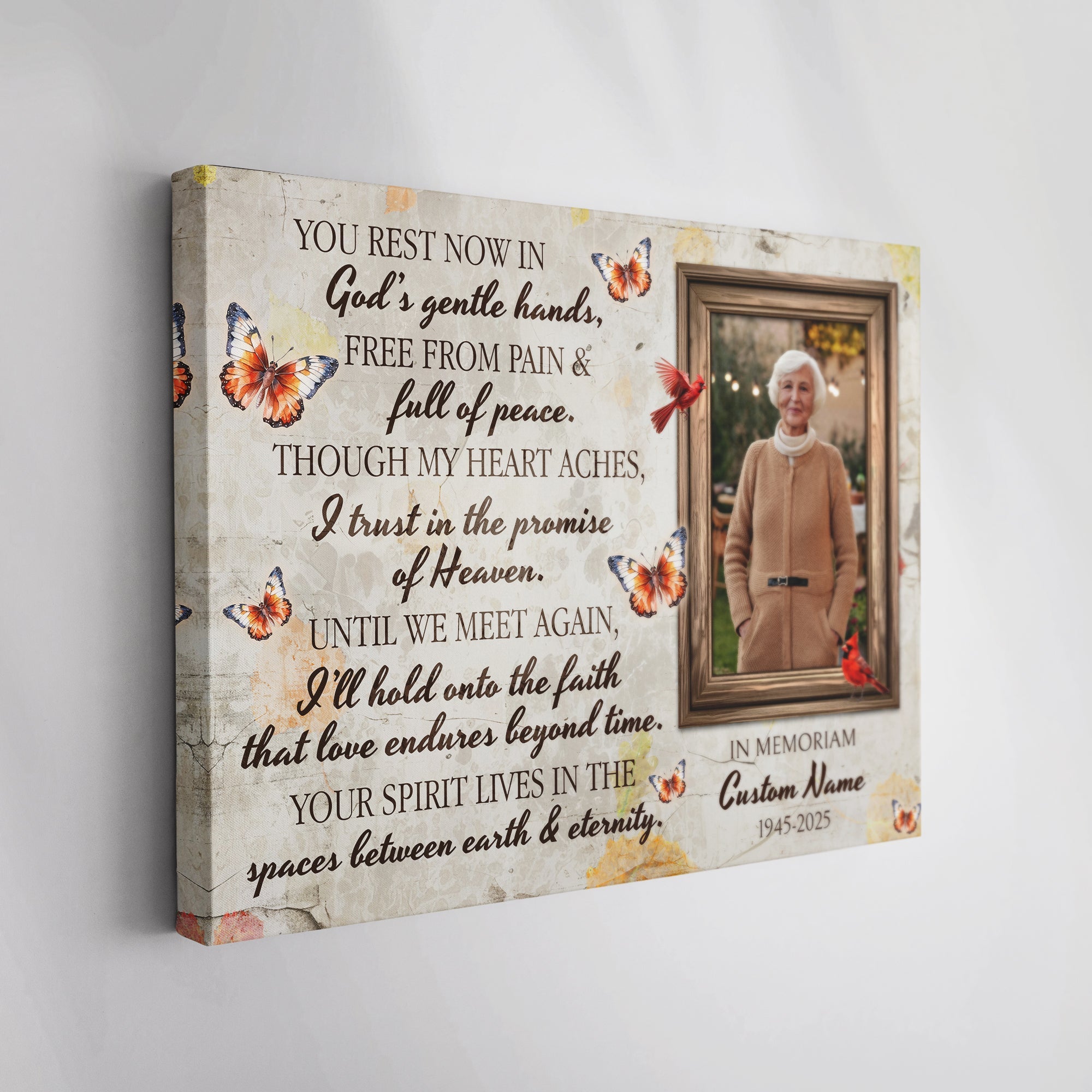 Personalized Memorial Canvas – ‘Promise of Heaven’ Tribute with Photo & Name