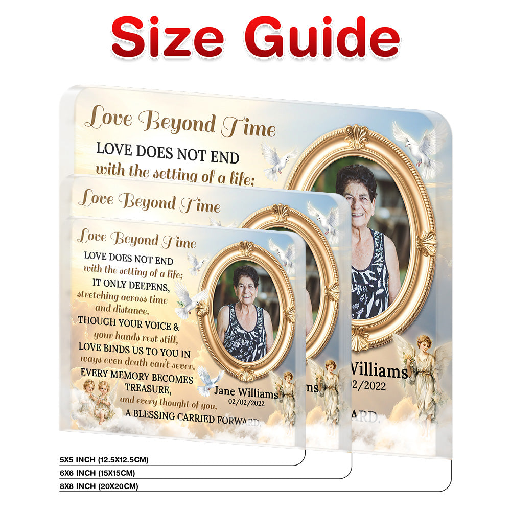 Personalized Memorial Plaque with Photo – Angels & Doves, “Love Beyond Time” Sympathy Gift
