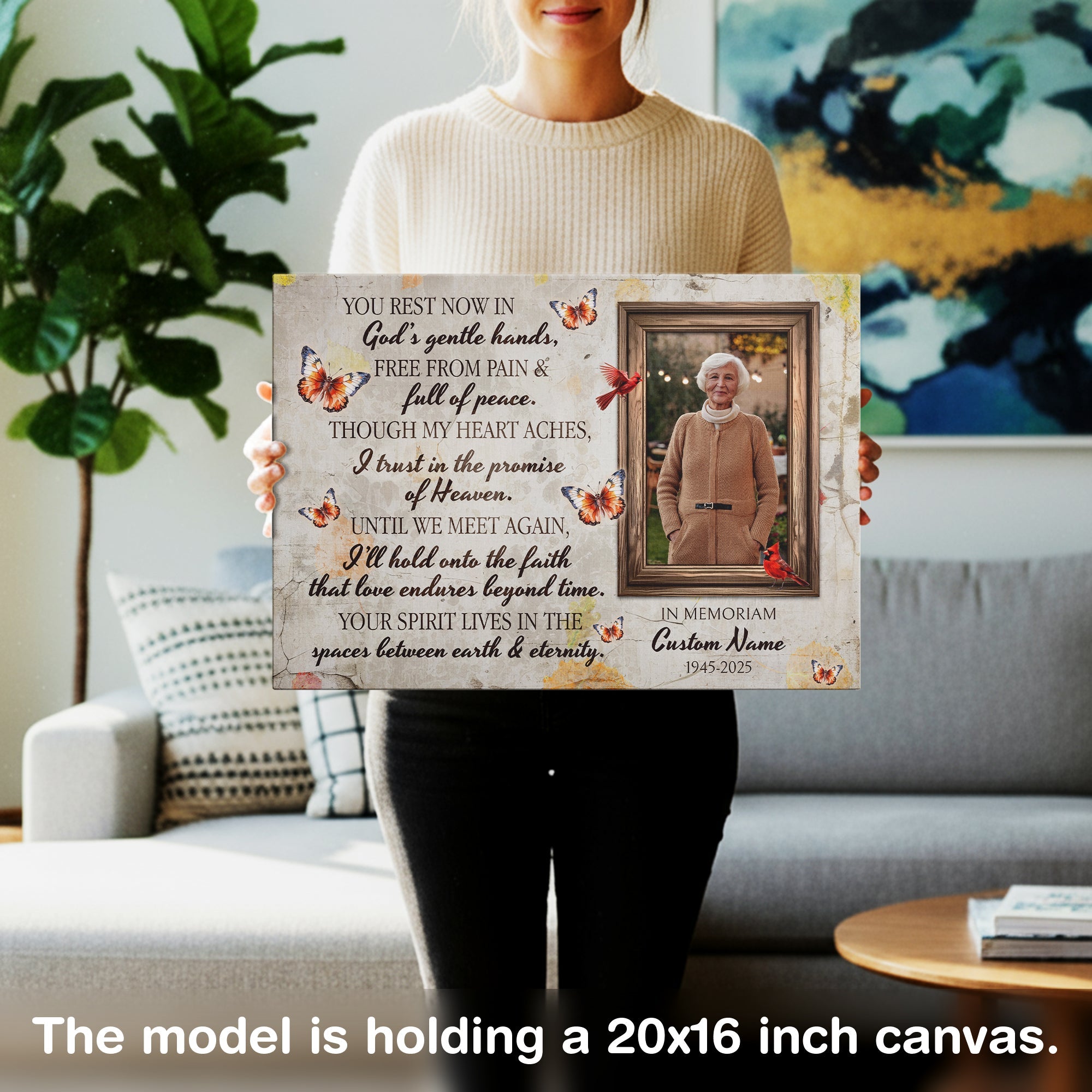 Personalized Memorial Canvas – ‘Promise of Heaven’ Tribute with Photo & Name