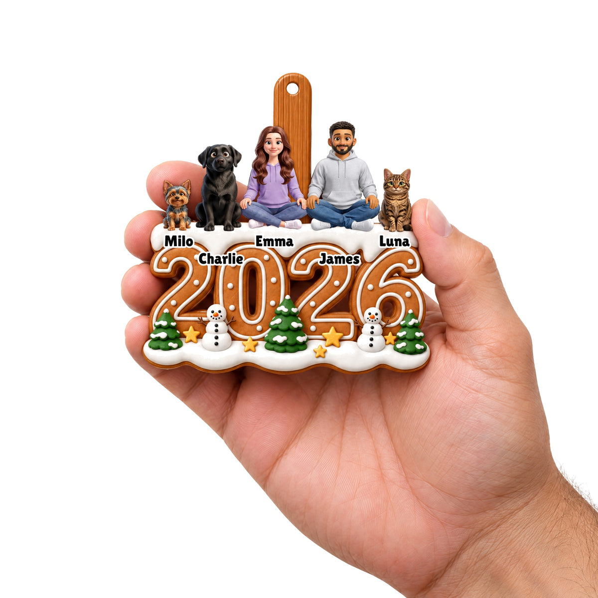 Personalized angel photo ornament held in a hand