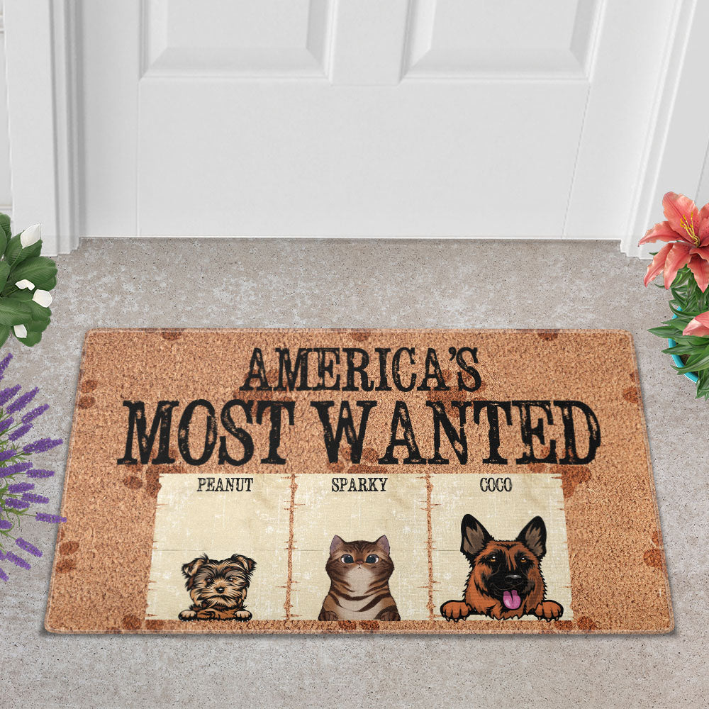 Personalized Pets Doormat - Up to 6 Pets 
- Decorative Mat - Upload Photo - America&#39;s Most Wanted