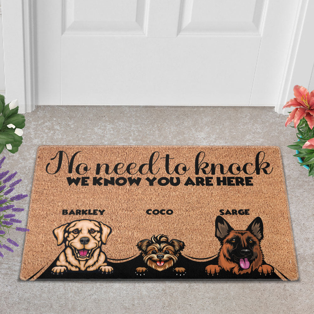 Personalized No Need To Knock Doormat - Up to 6 Pets - Decorative Mat - Custom Doormat