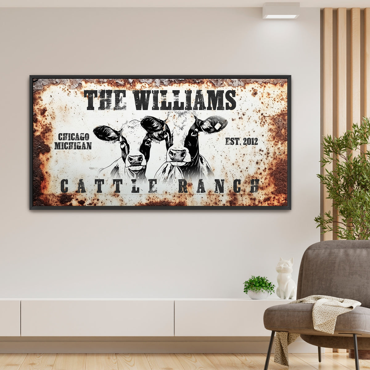 Cattle Ranch Personalized Canvas - Family Name Canvas - Personalized Home Decor