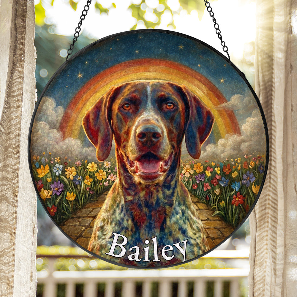 Personalized Dog Rainbow Bridge Stained Glass Ornament
