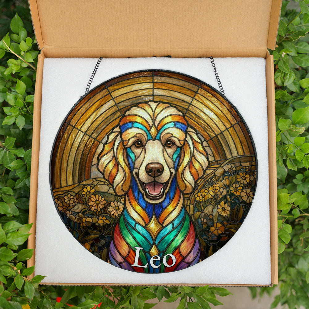 Personalized Dog Portrait Stained Glass Ornament