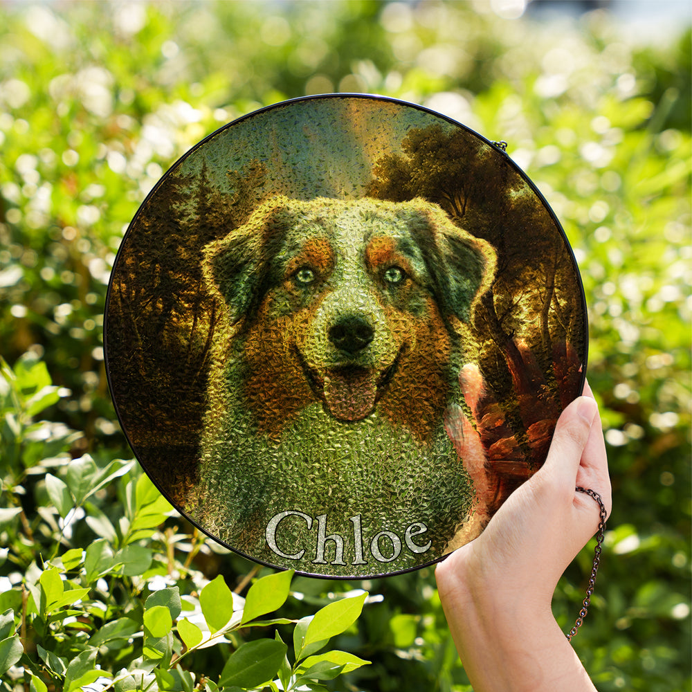 Personalized Dog Portrait Stained Glass Ornament
