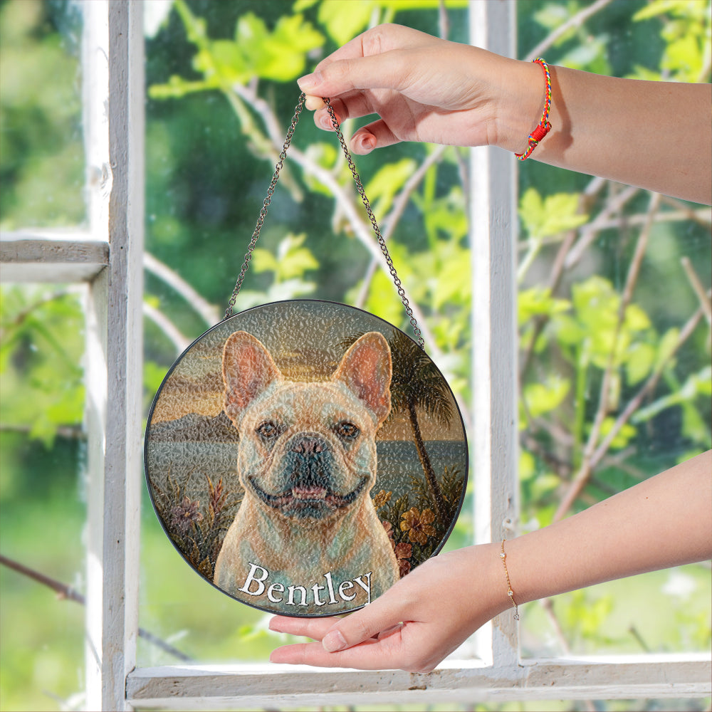 Personalized French Bulldog Stained Glass Ornament