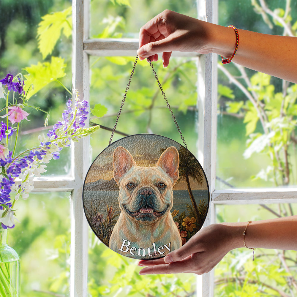 Personalized French Bulldog Stained Glass Ornament