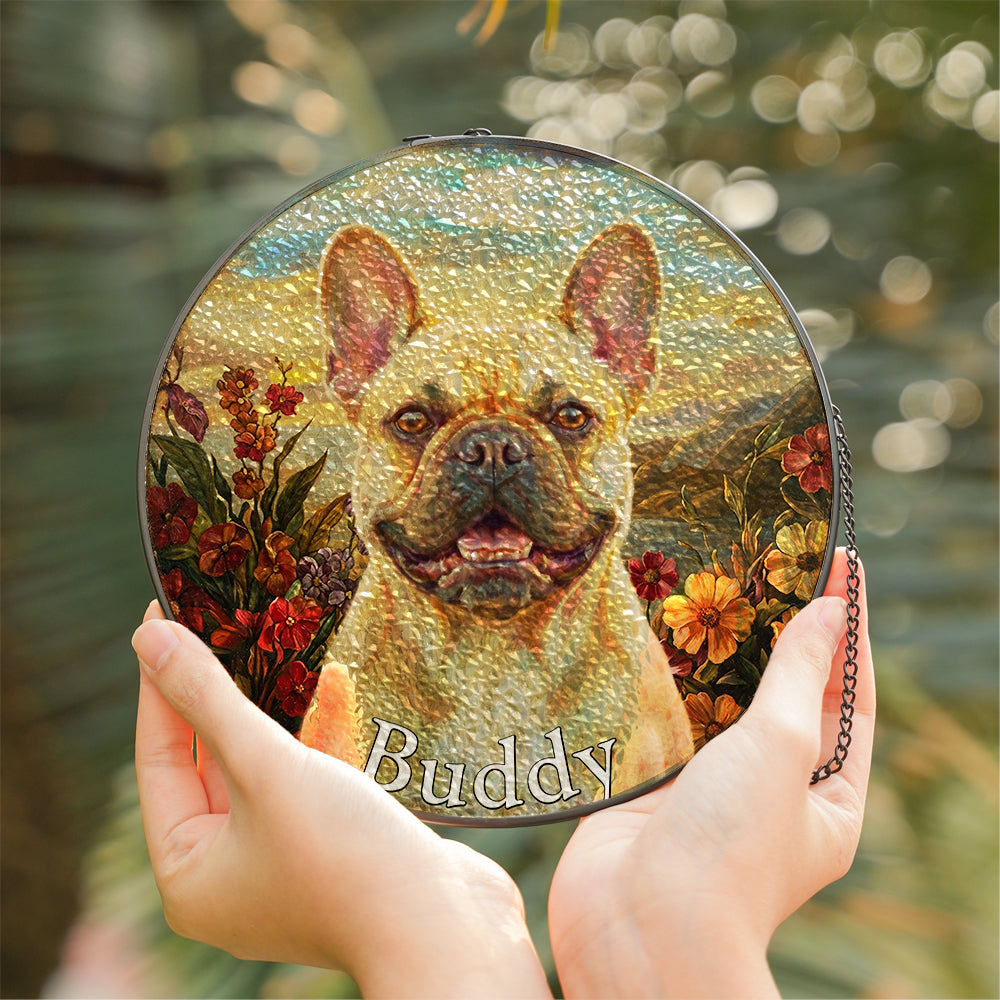 Personalized French Bulldog Portrait Stained Glass Ornament