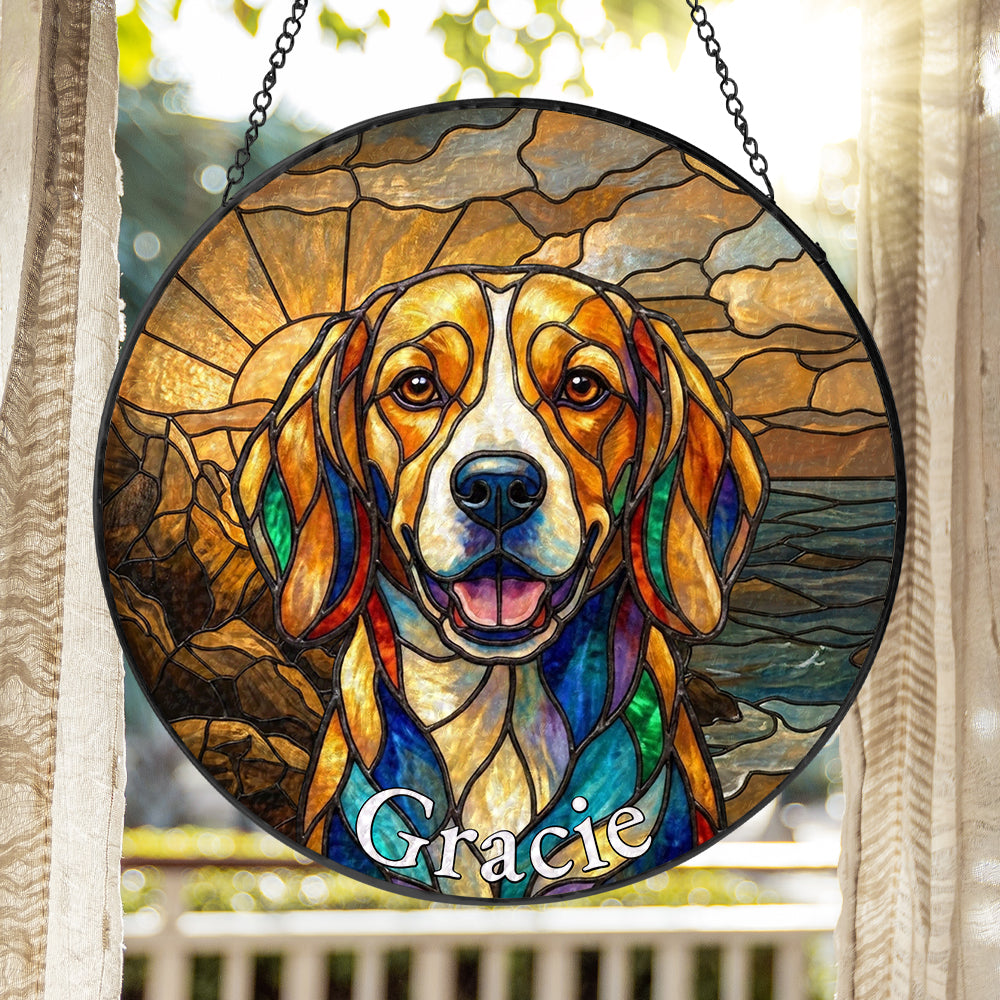 Personalized Dog Portrait Stained Glass Ornament