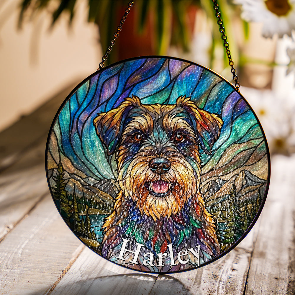 Personalized Pet Portrait Stained Glass Ornament