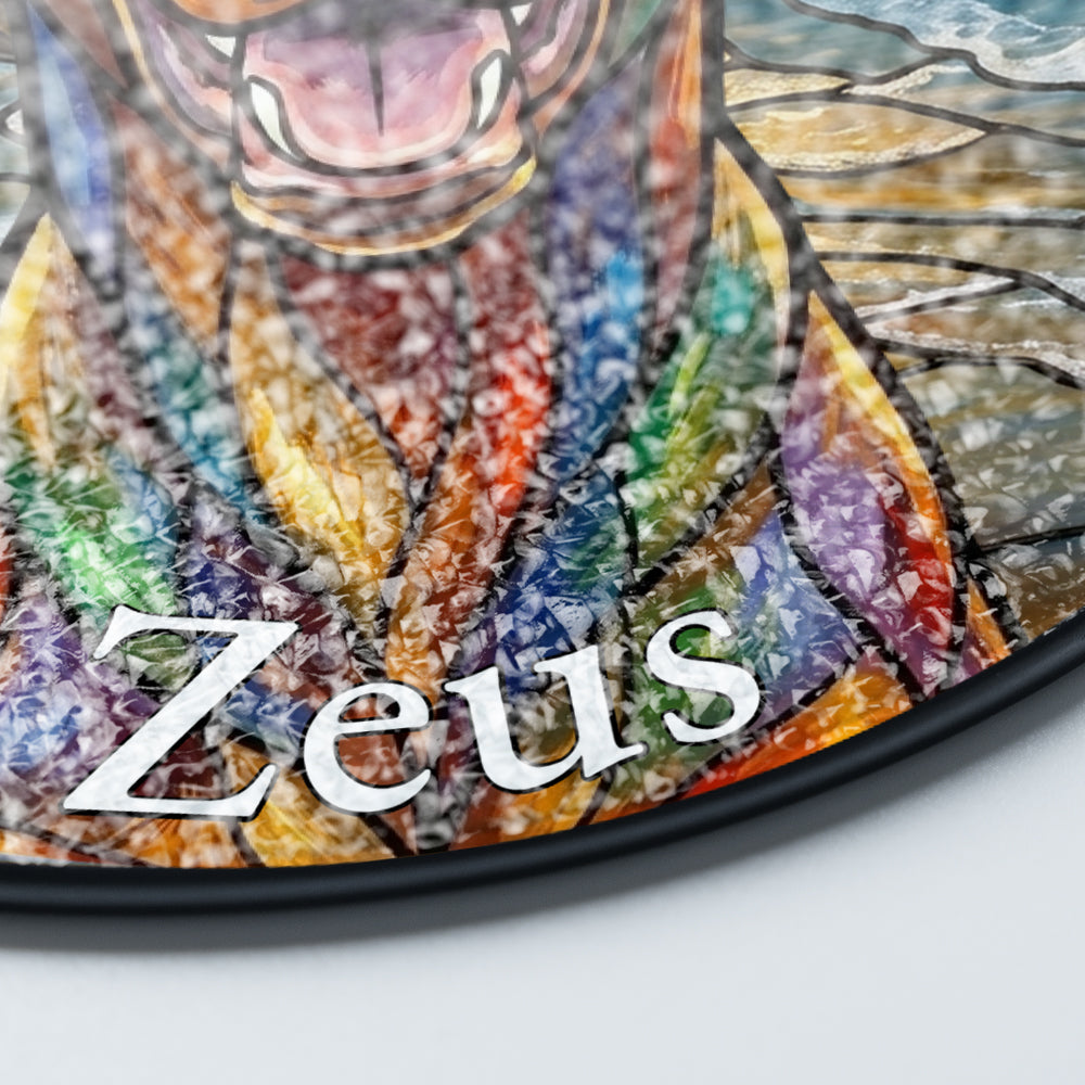 Personalized Dog At The Beach Stained Glass Ornament