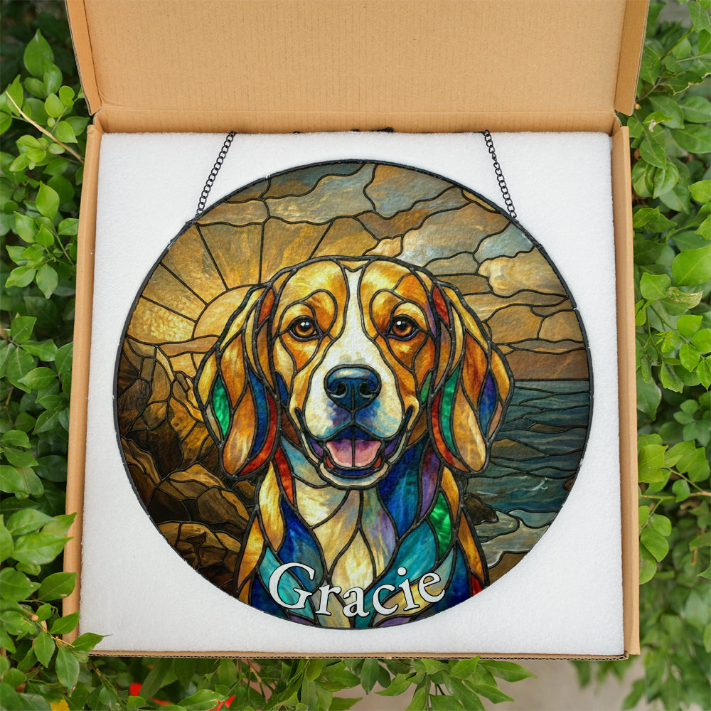Personalized Dog Portrait Stained Glass Ornament