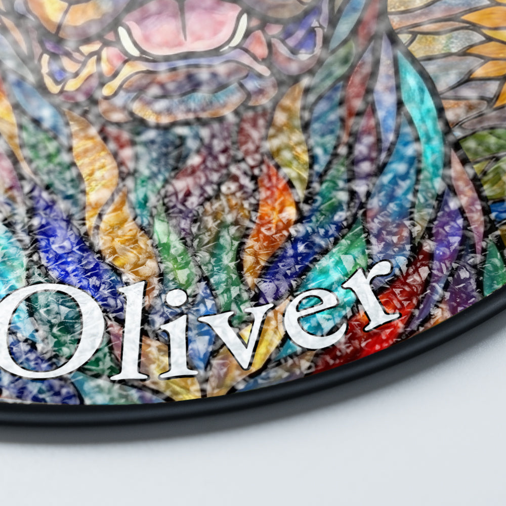 Personalized Dog & Sunflower Stained Glass Ornament
