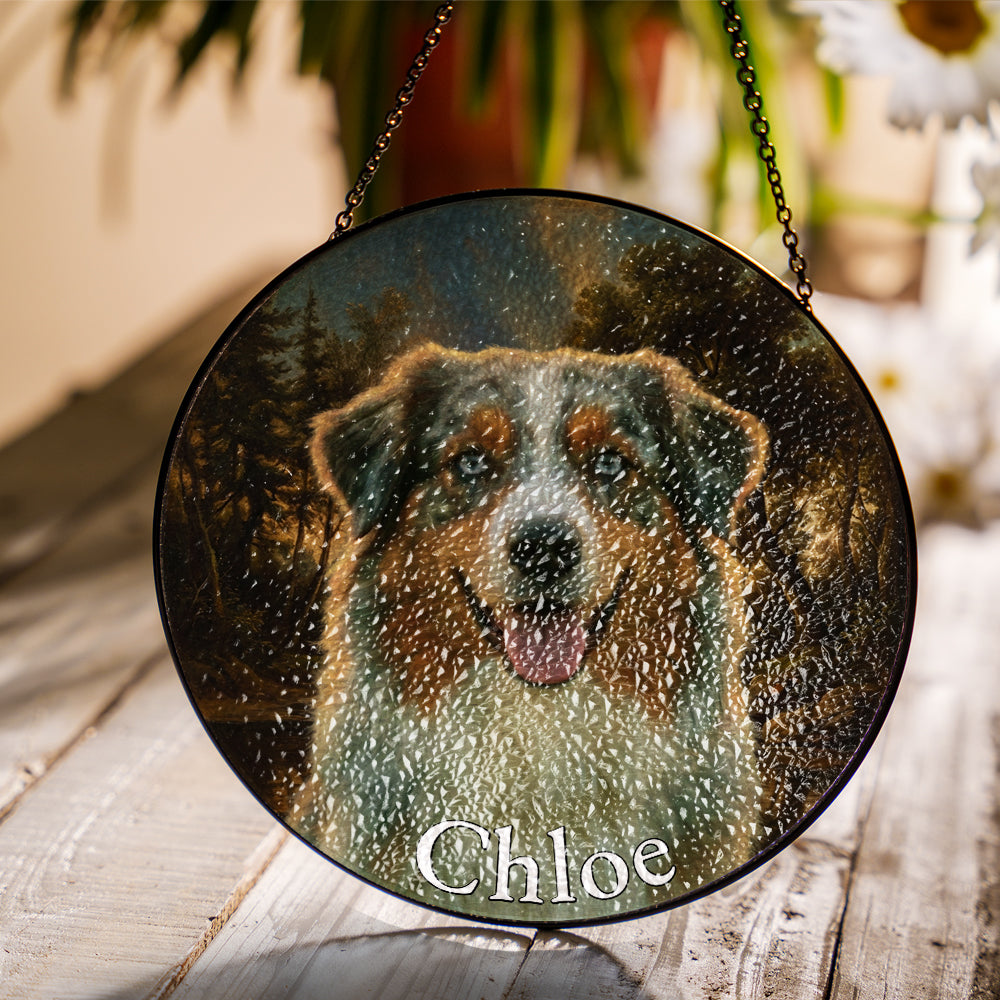 Personalized Dog Portrait Stained Glass Ornament