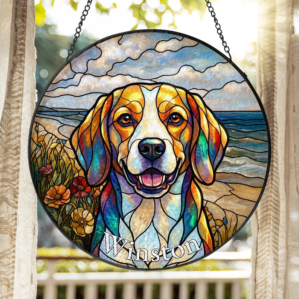 Personalized Dog Portrait Stained Glass Ornament