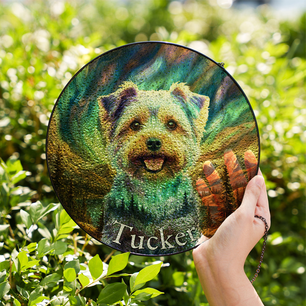 Personalized Aurora Pet Portrait Stained Glass Ornament