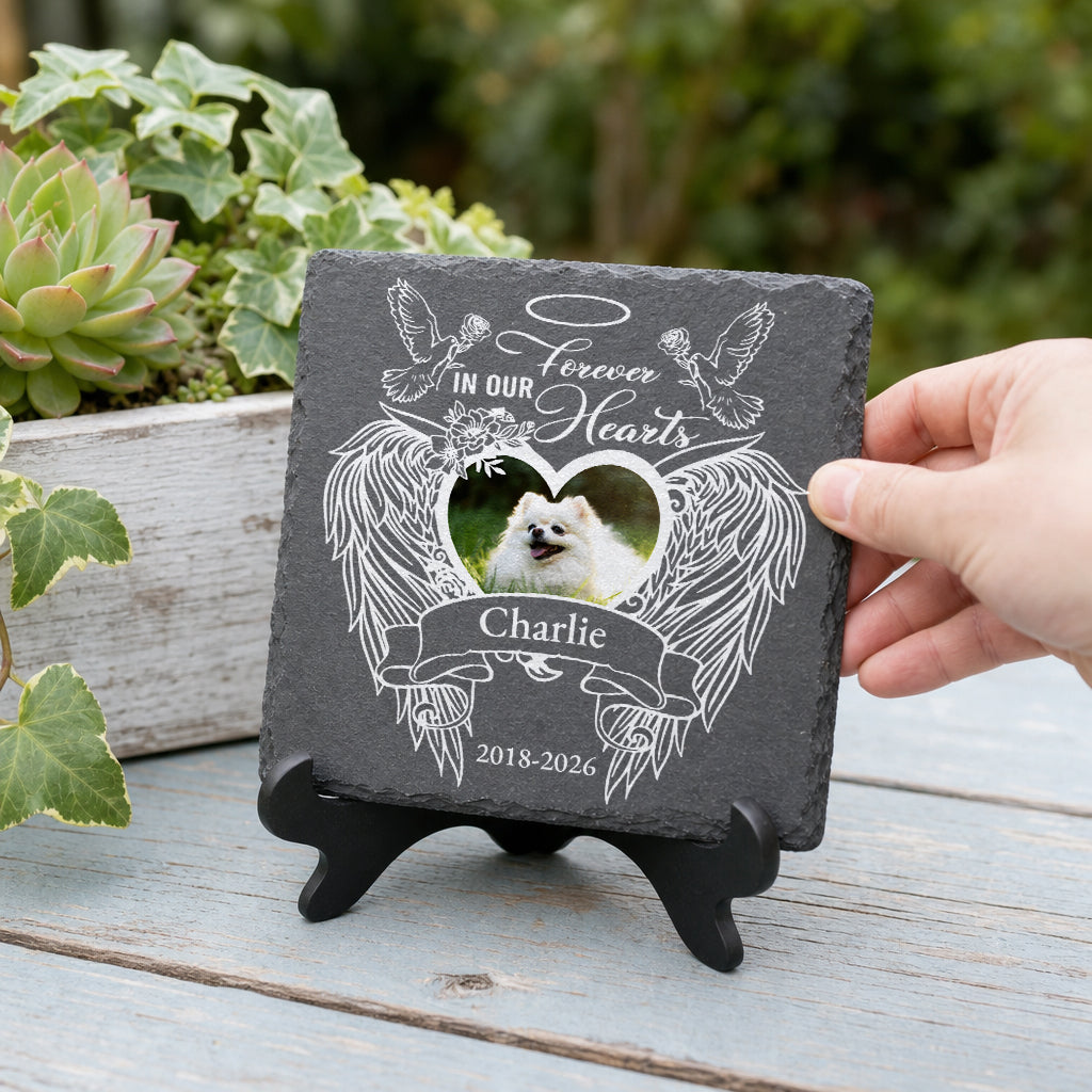 Personalized Angel Wings Heart Memorial Stone