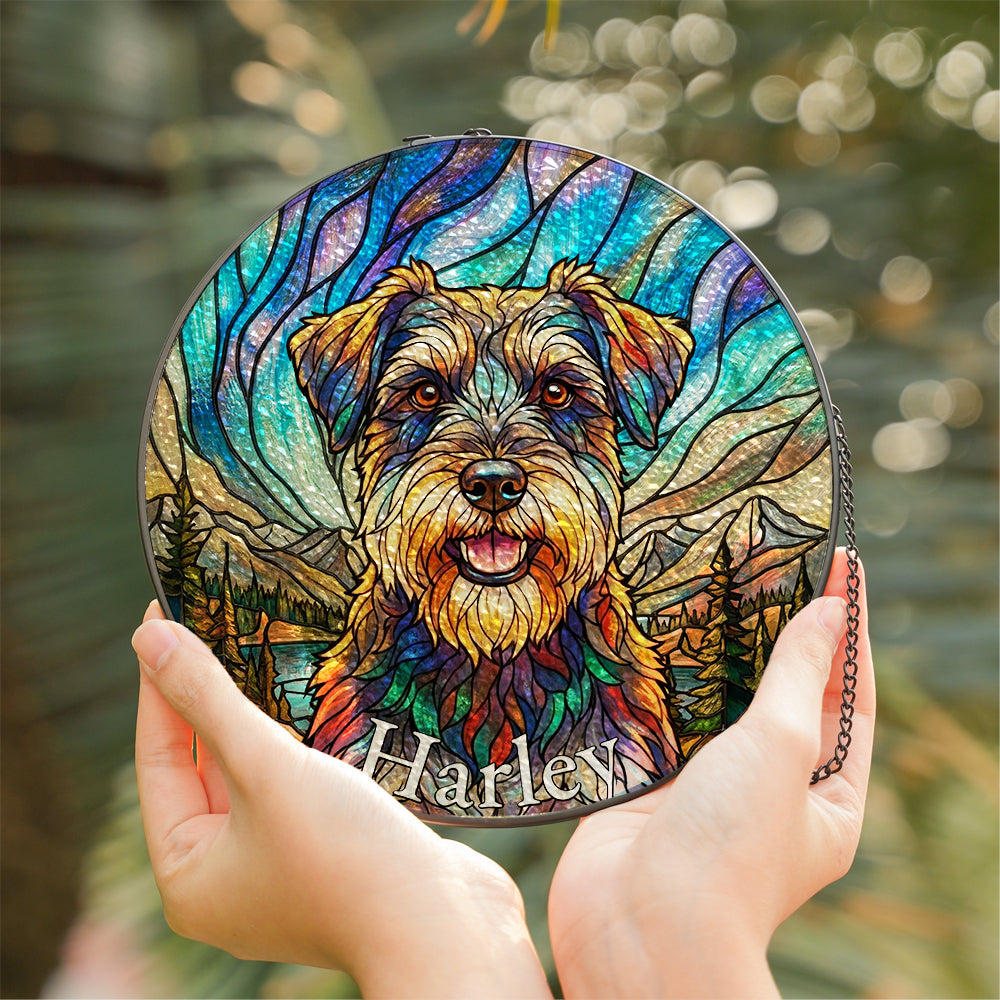 Personalized Pet Portrait Stained Glass Ornament