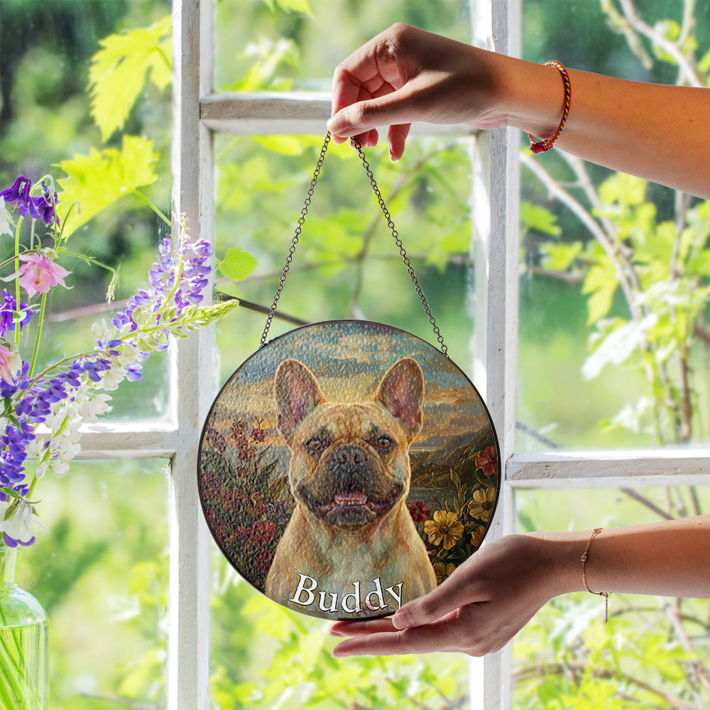 Personalized French Bulldog Portrait Stained Glass Ornament