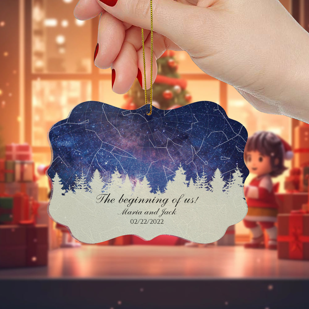 Star Map Ornament - The beginning of us - Christmas Ornament
