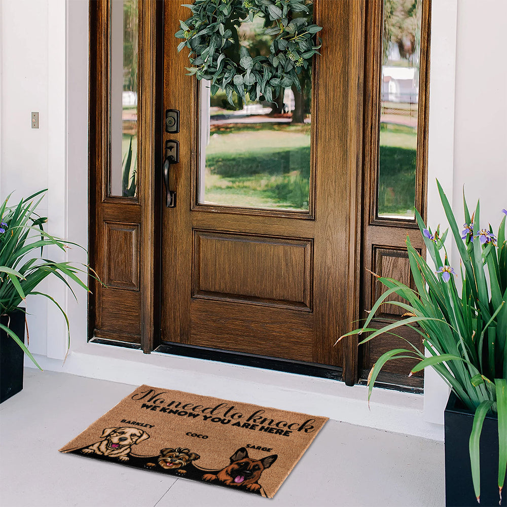 Personalized No Need To Knock Doormat - Up to 6 Pets - Decorative Mat - Custom Doormat