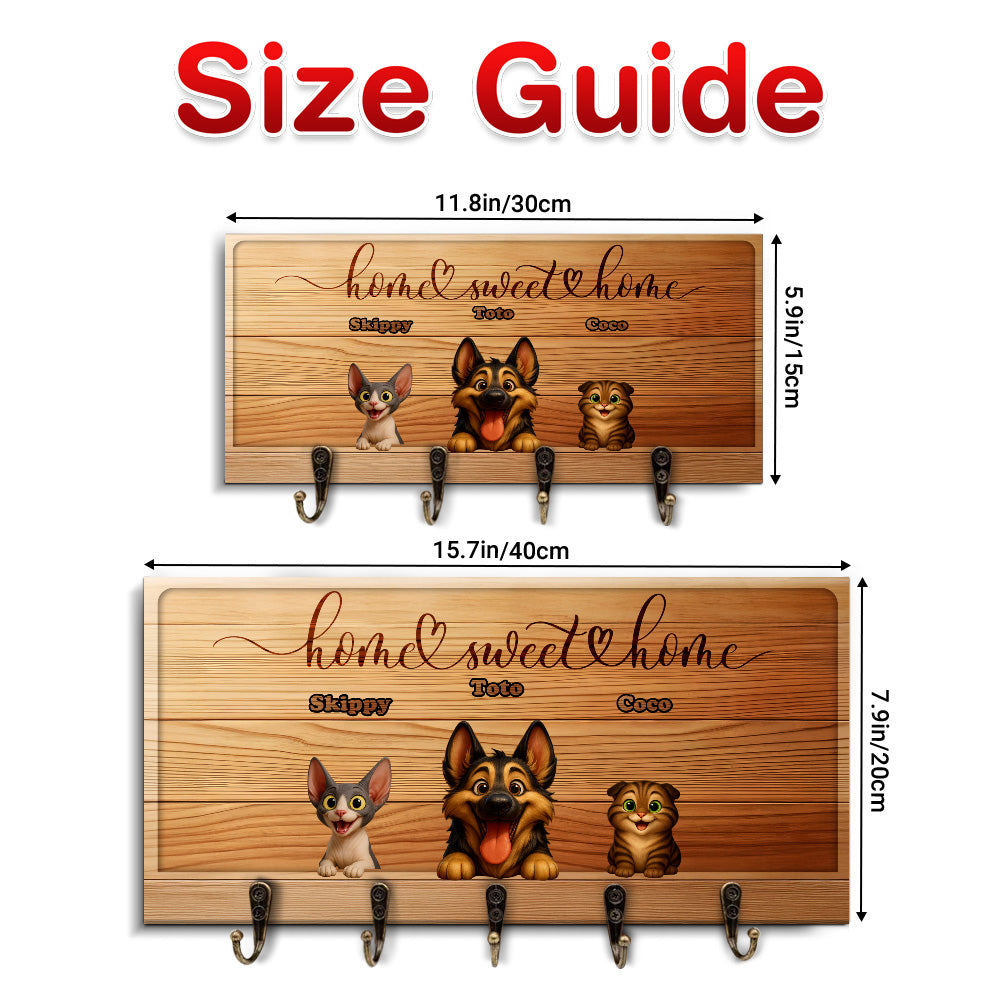 Personalized Key Holder with Peeking Pets - Keyholder - Personalized Gift - Up to 6 Pets